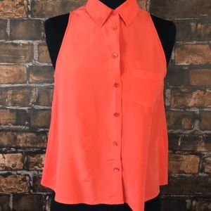 Equipment Femme tangerine silk sleeveless blouse